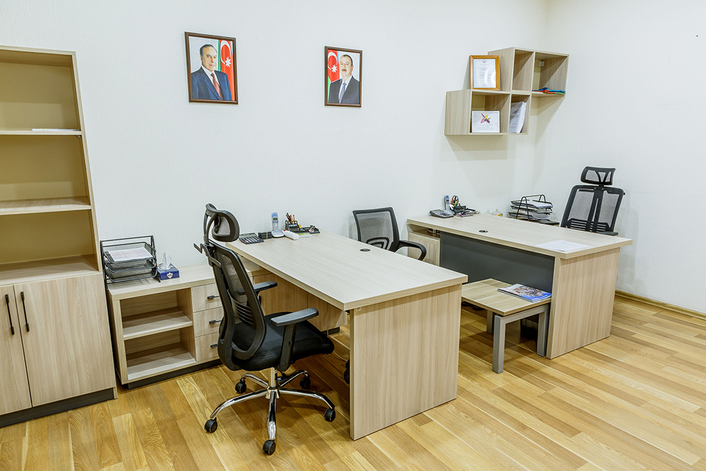 Office wall cladding and furniture assembly